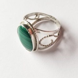 925 Sterling Silver Taxco Malachite Ring